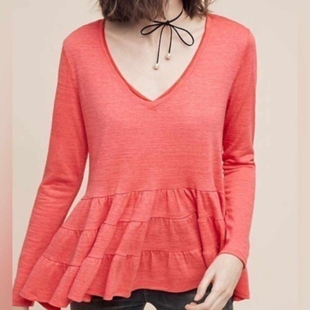NWOT Anthropologie Deletta Thea Ruffle Top - S